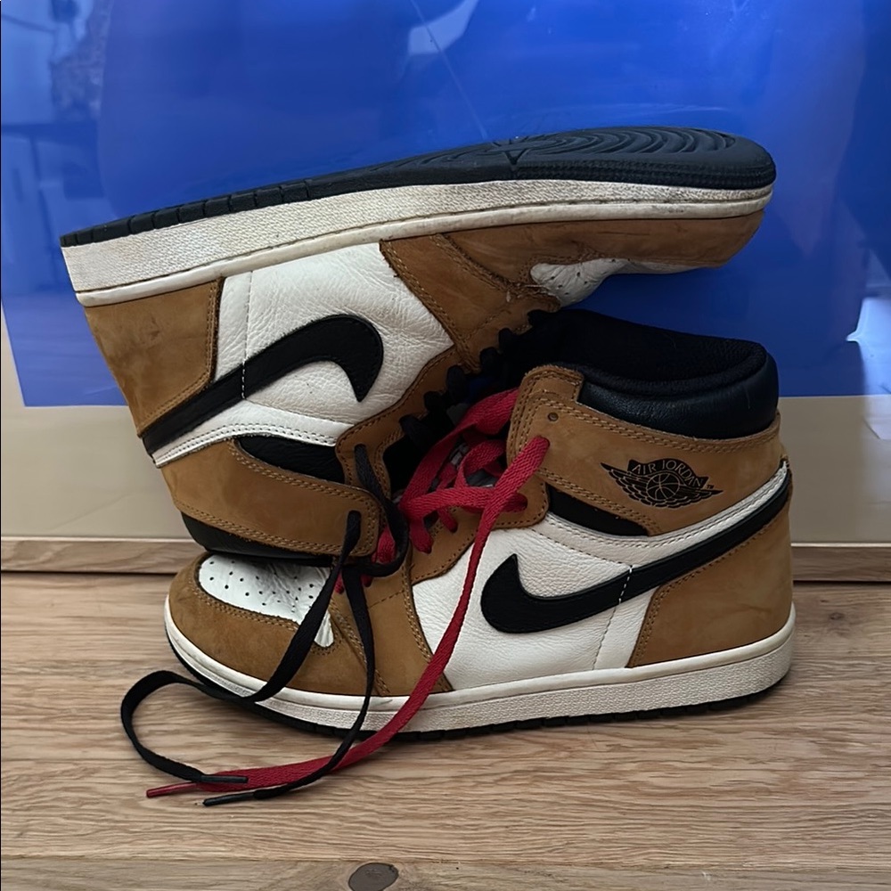 Jordan Tan and Black Sneakers High-Top Style